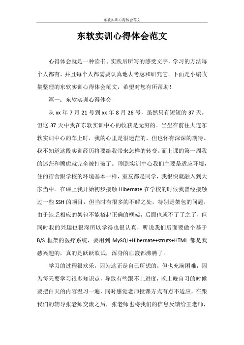 心得体会 东软实训心得体会范文