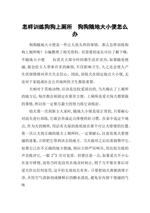 怎样训练狗狗上厕所  狗狗随地大小便怎么办