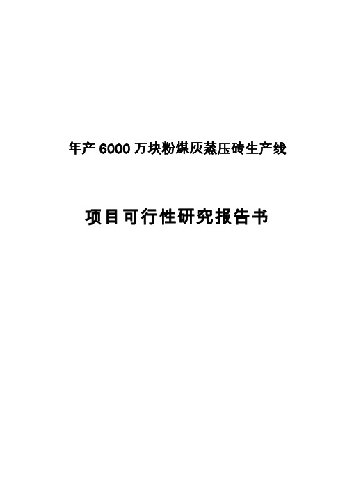 年产6000万块粉煤灰蒸压砖生产线项目谋划报告书书