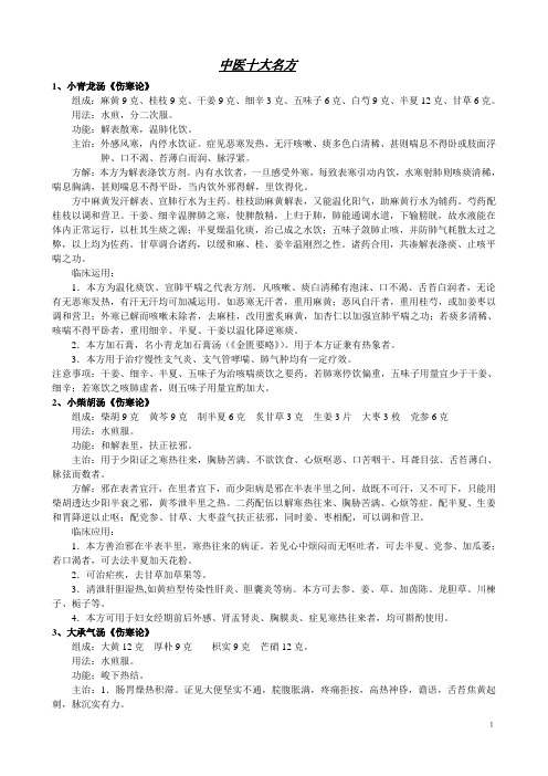 详解中医十大名方