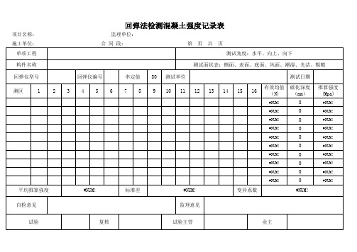 回弹法测试混凝土强度(自动计算)