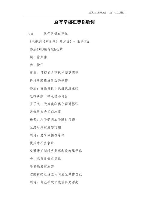 总有幸福在等你歌词