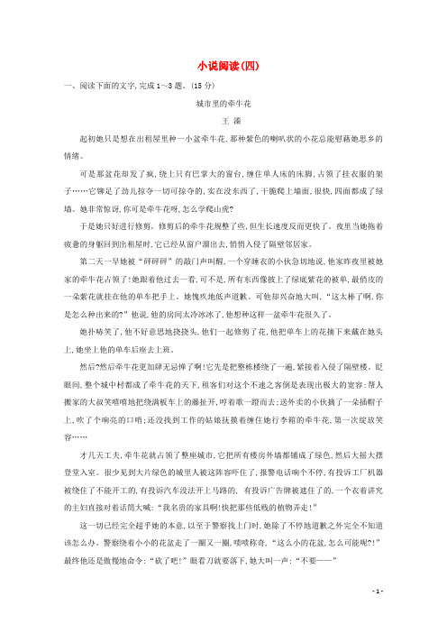 2021版高考语文总复习集训提升练十五小说阅读四含解析新人教版