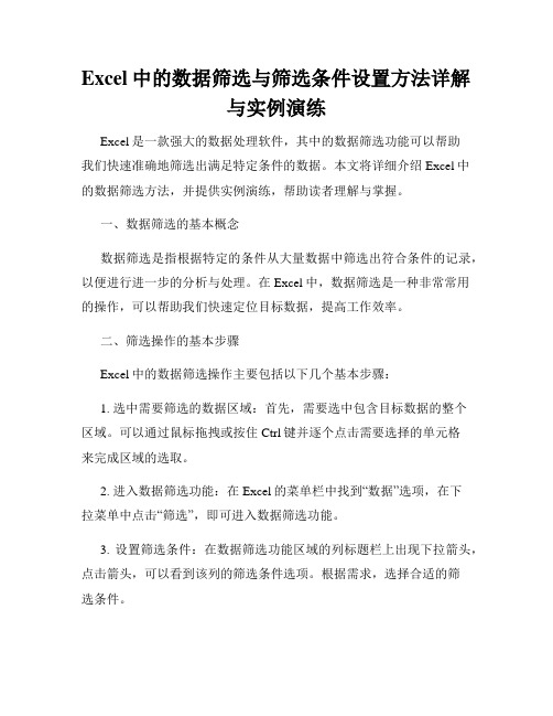 Excel中的数据筛选与筛选条件设置方法详解与实例演练
