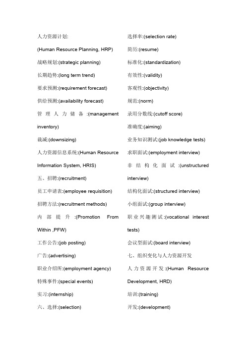 HR英文词汇