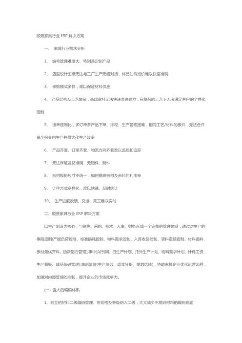 顺景软件家具行业的解决方案