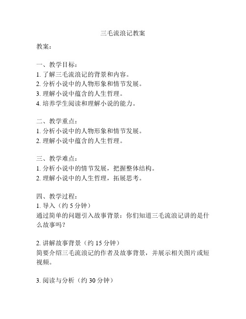 三毛流浪记教案