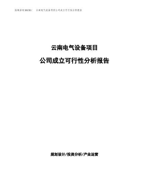 云南电气设备项目公司成立可行性分析报告