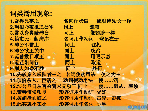 鸿门宴!词类活用