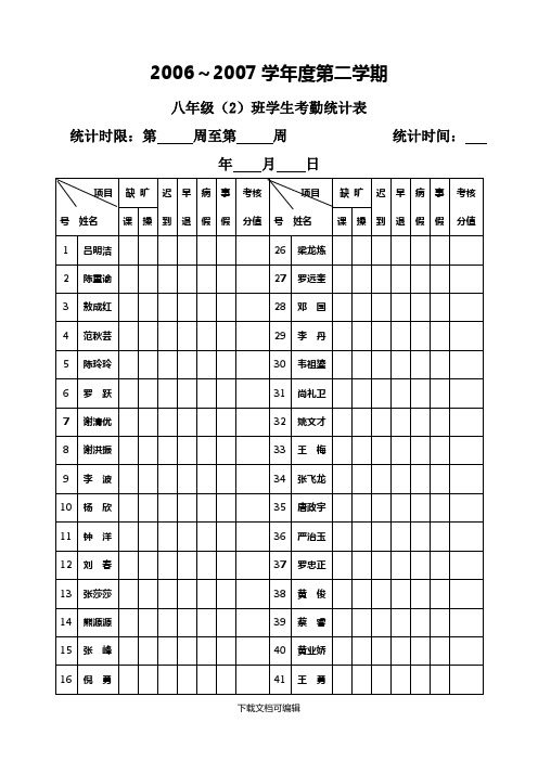 学生考勤统计表