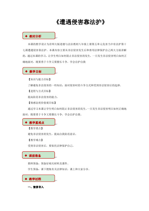 2017秋首师大版道德与法治八上第17课遭遇侵害靠法护wo