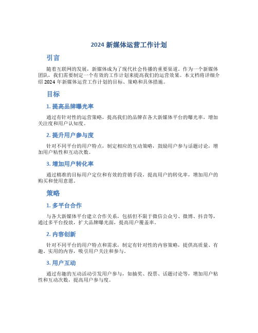 2024新媒体运营工作计划