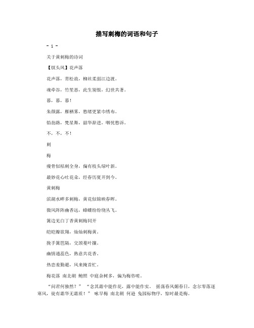 描写刺梅的词语和句子
