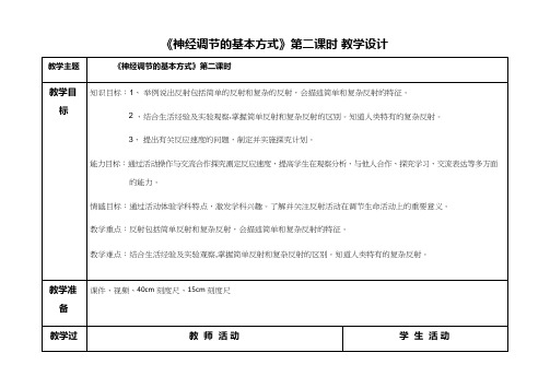 初中生物《神经调节的基本方式》优质课教案、教学设计