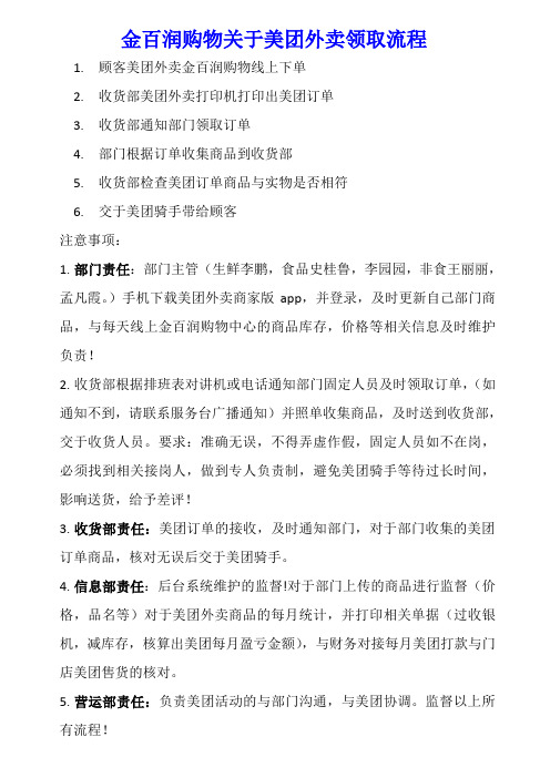 金百润购物关于美团外卖领取流程