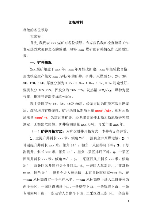 煤矿检查汇报材料