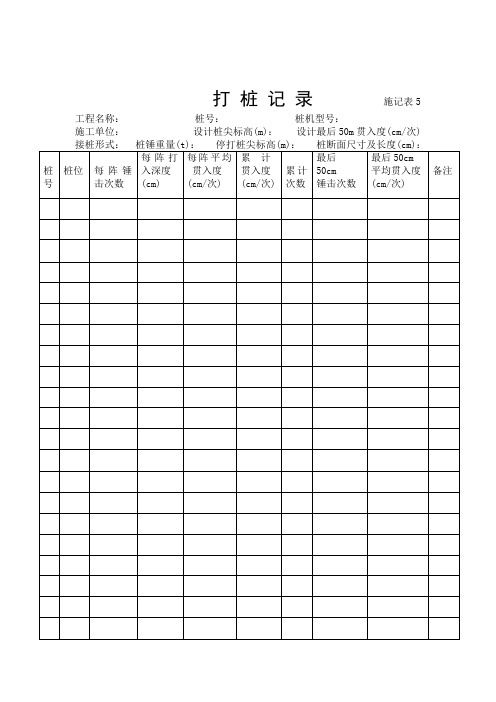 打桩记录施记表