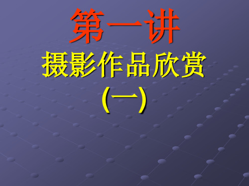 《摄影作品欣赏与拍摄技巧》摄影作品欣赏(一)