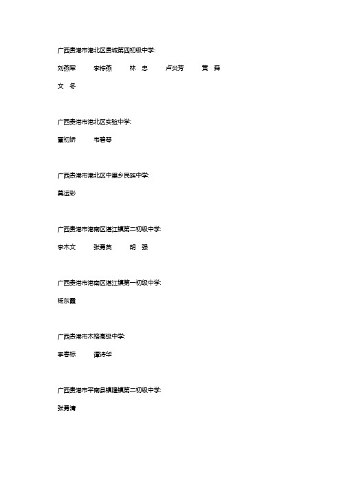 2013年中小学教师系列高级评审会通过名单(贵港部分)
