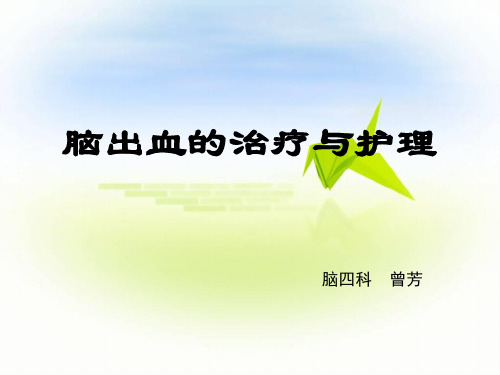 脑出血的治疗与护理 PPT课件