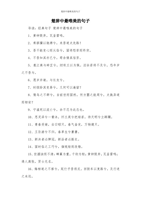 楚辞中最唯美的句子