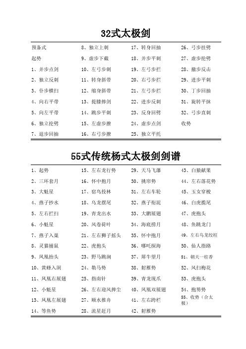 32式太极剑、55式太极剑打印版