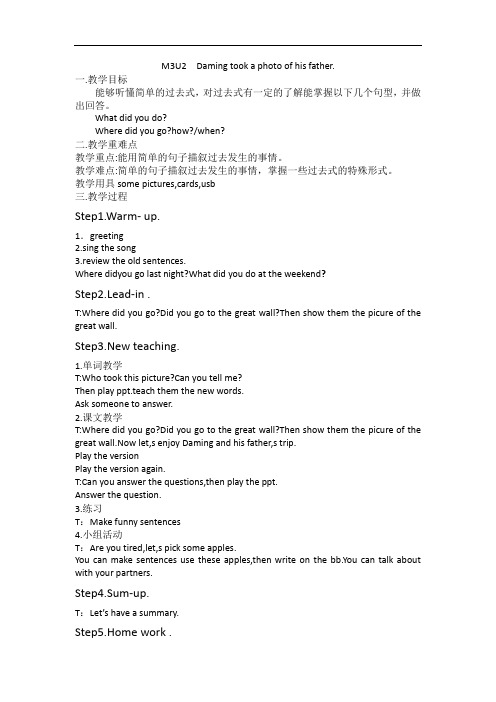 外研2011课标版(三年级起点)五年级上册《Unit 2 Daming took a photo of his father.》公开课教案_4