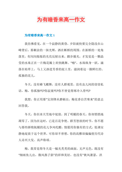为有暗香来高一作文