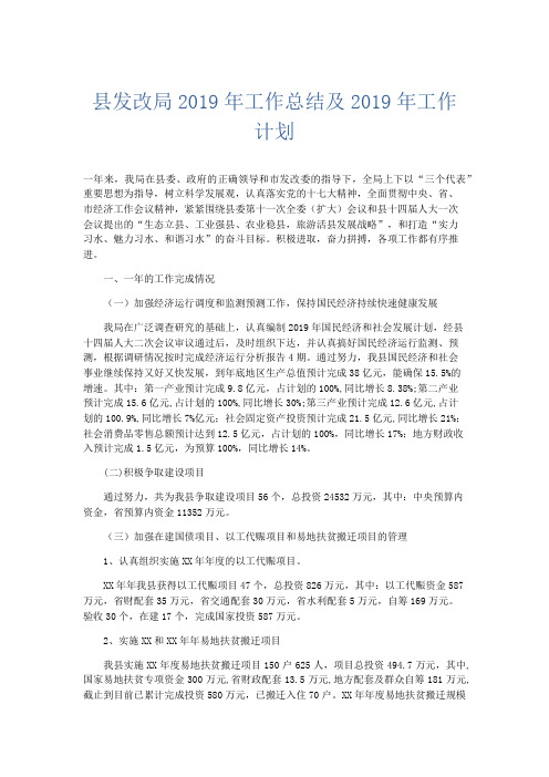 工作总结-县发改局2019年工作总结及2019年工作计划 精品