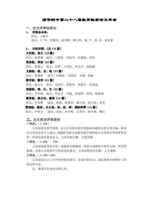 清华附中第二十八届教育教学论文年会
