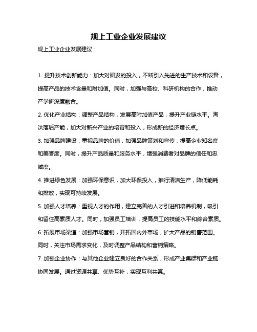 规上工业企业发展建议