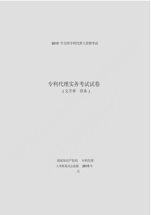 全国专利代理人资格考试专利代理实务考试试卷及答案解析