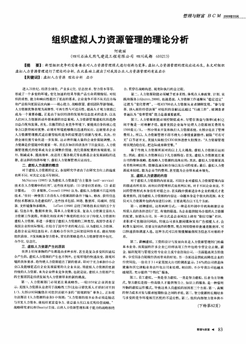 组织虚拟人力资源管理的理论分析