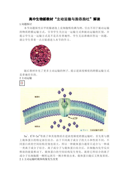 2019版高中生物新教材“主动运输与胞吞胞吐”解读
