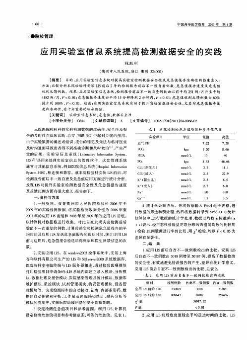 应用实验室信息系统提高检测数据安全的实践