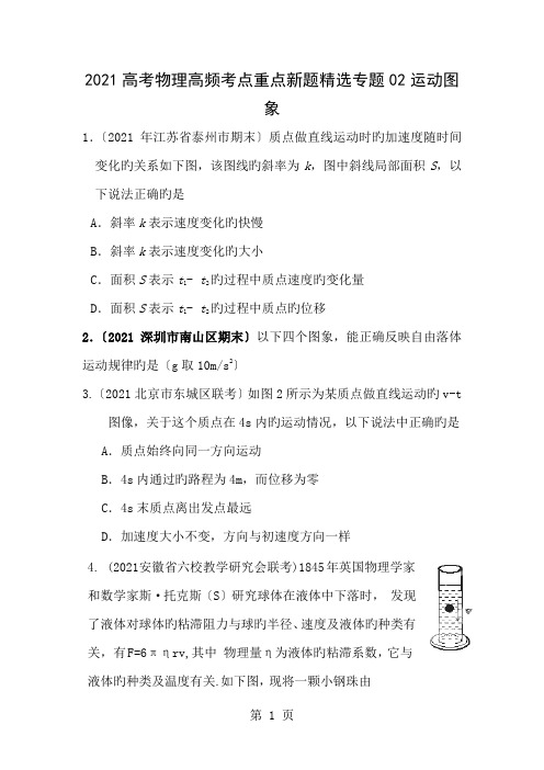 2019高考物理高频考点重点新题精选专题02运动图象1