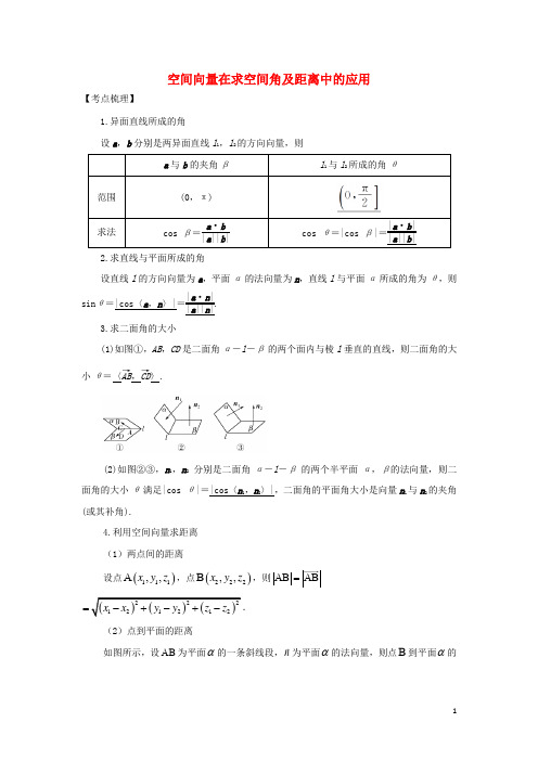 2018年高考数学立体几何：空间向量在求空间角及距离中的应用题源探究