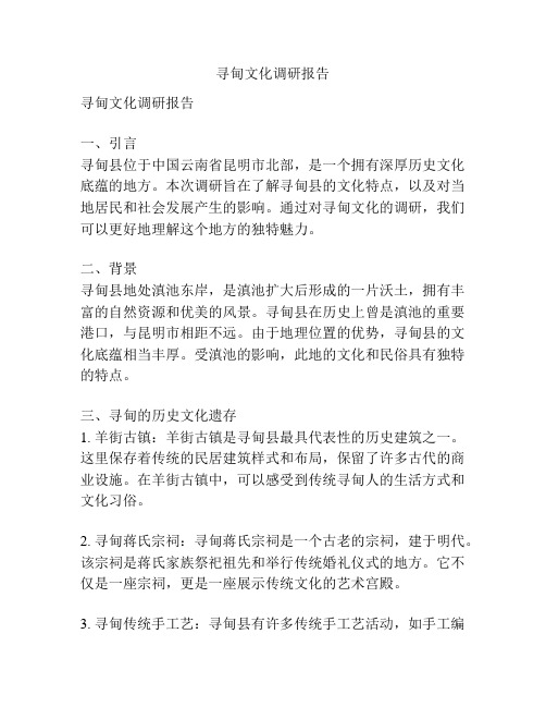 寻甸文化调研报告