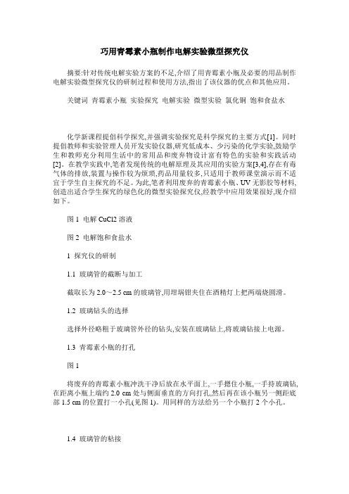 巧用青霉素小瓶制作电解实验微型探究仪