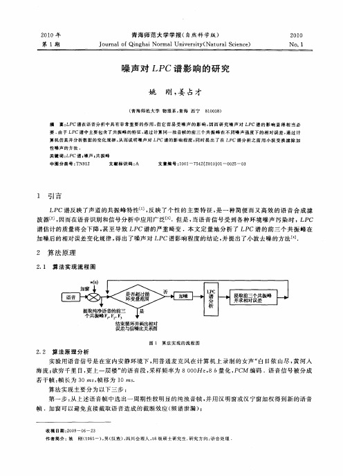 噪声对LPC谱影响的研究