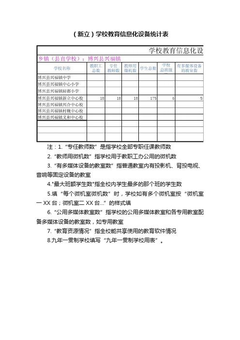 （新立）学校教育信息化设备统计表