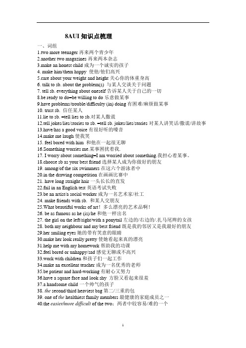 牛津英语译林版8AUnit1知识点梳理