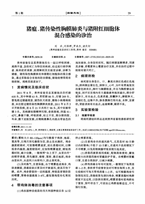 猪瘟、猪传染性胸膜肺炎与猪附红细胞体混合感染的诊治