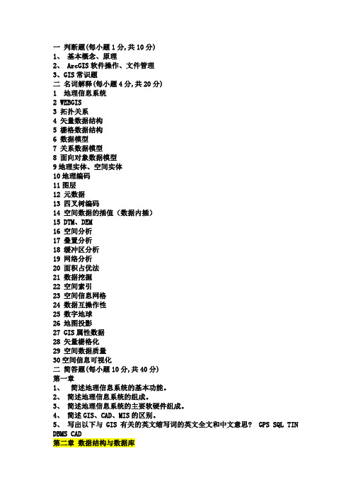 测绘工程专业GIS期末考试题