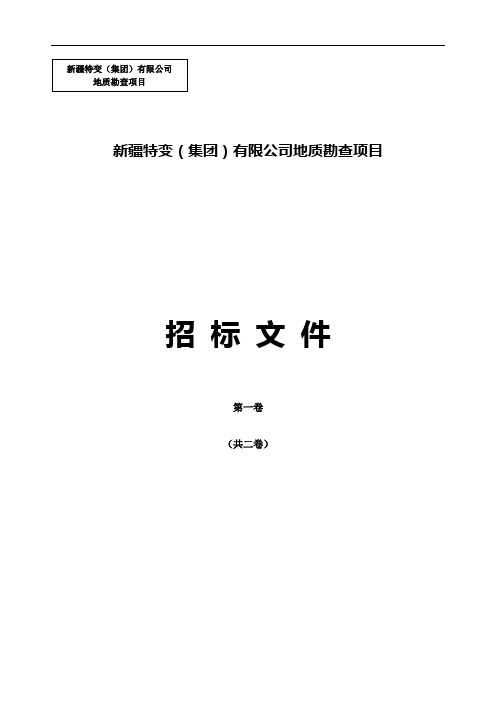 地质矿产调查项目招标文件商务标