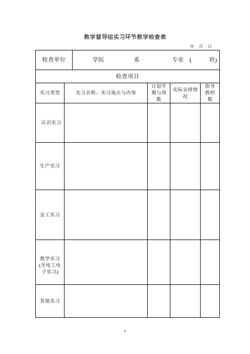 教学督导组实习环节教学检查表