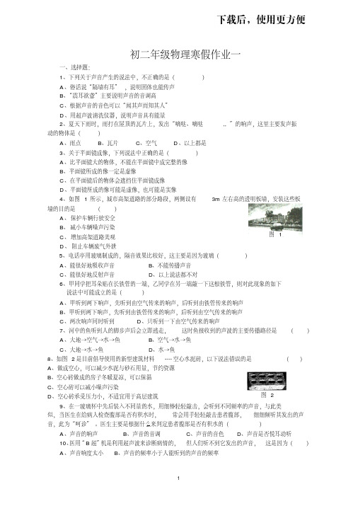 【优质文档】初二物理寒假作业