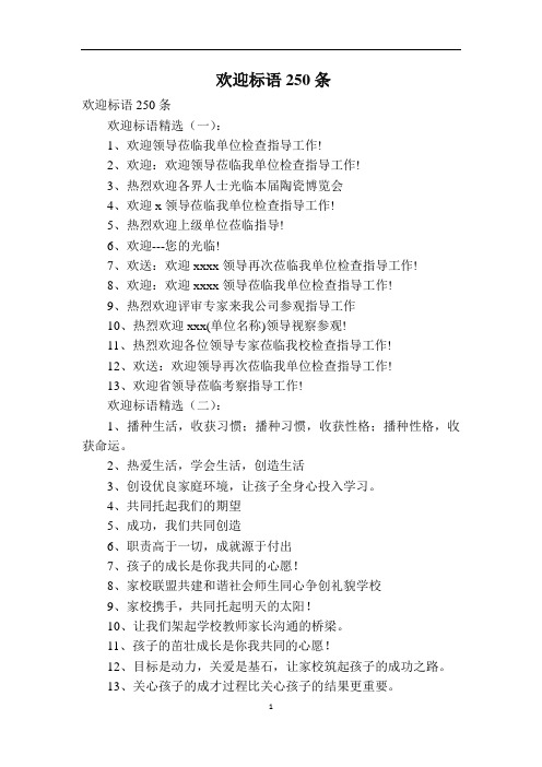 欢迎标语250条