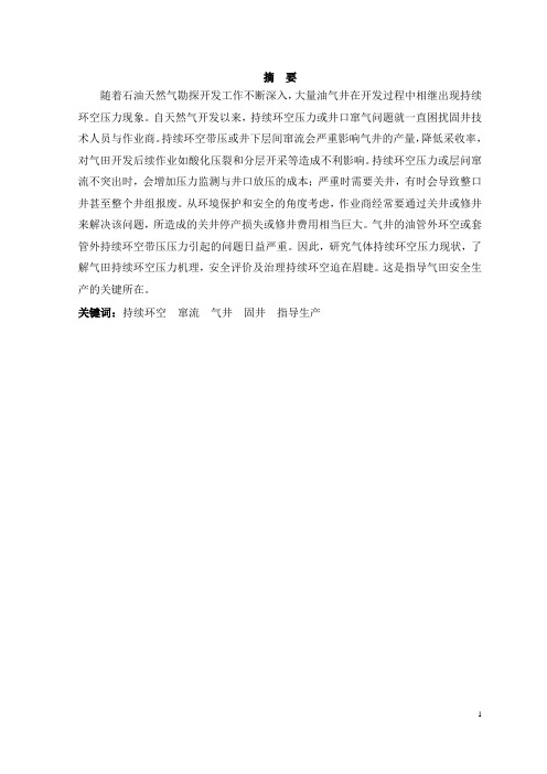 气井持续环空压力机理及安全评价研究