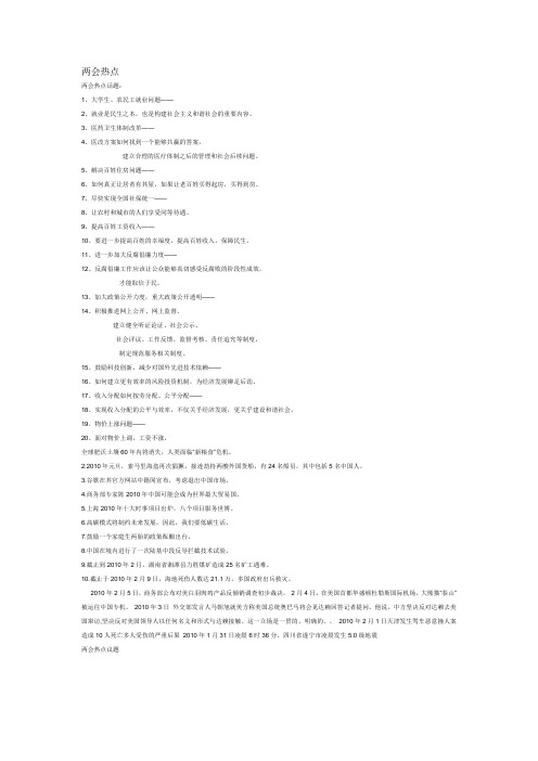 两会热点问题大集锦